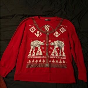 Star Wars Red Crewneck Sweater with AT-AT Design